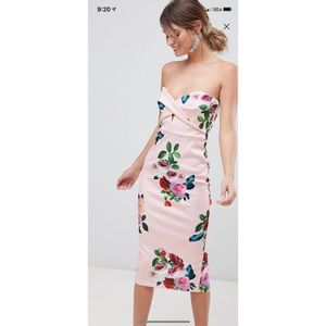 EUC Asos floral twist scuba bodycon midi dress